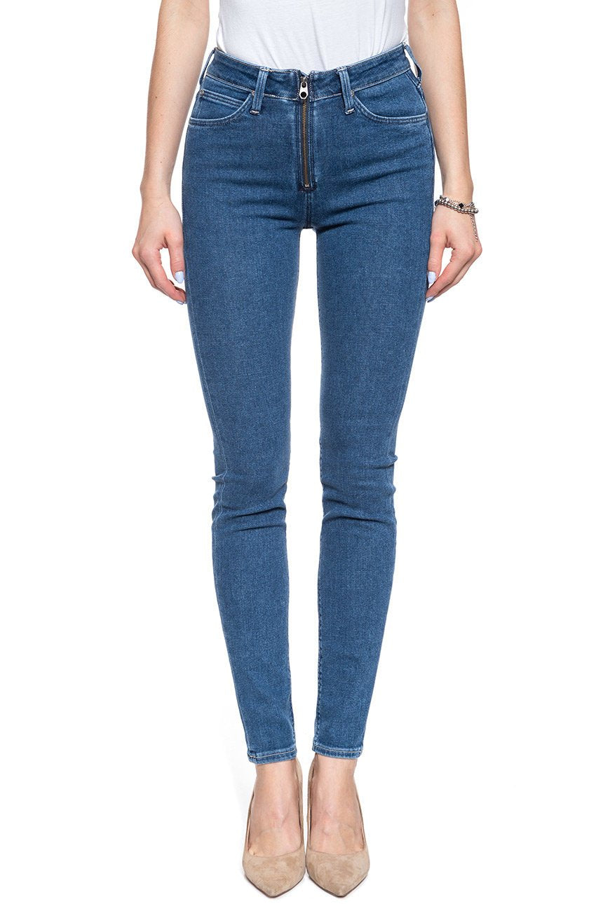 SPODNIE DAMSKIE LEE SCARLETT HIGH ZIPPER BLUE BLACK L30BROEX