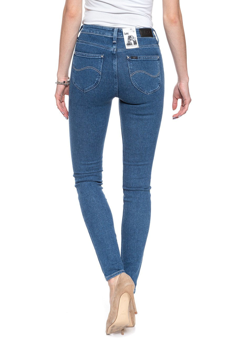 SPODNIE DAMSKIE LEE SCARLETT HIGH ZIPPER BLUE BLACK L30BROEX
