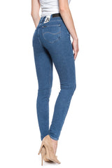 SPODNIE DAMSKIE LEE SCARLETT HIGH ZIPPER BLUE BLACK L30BROEX