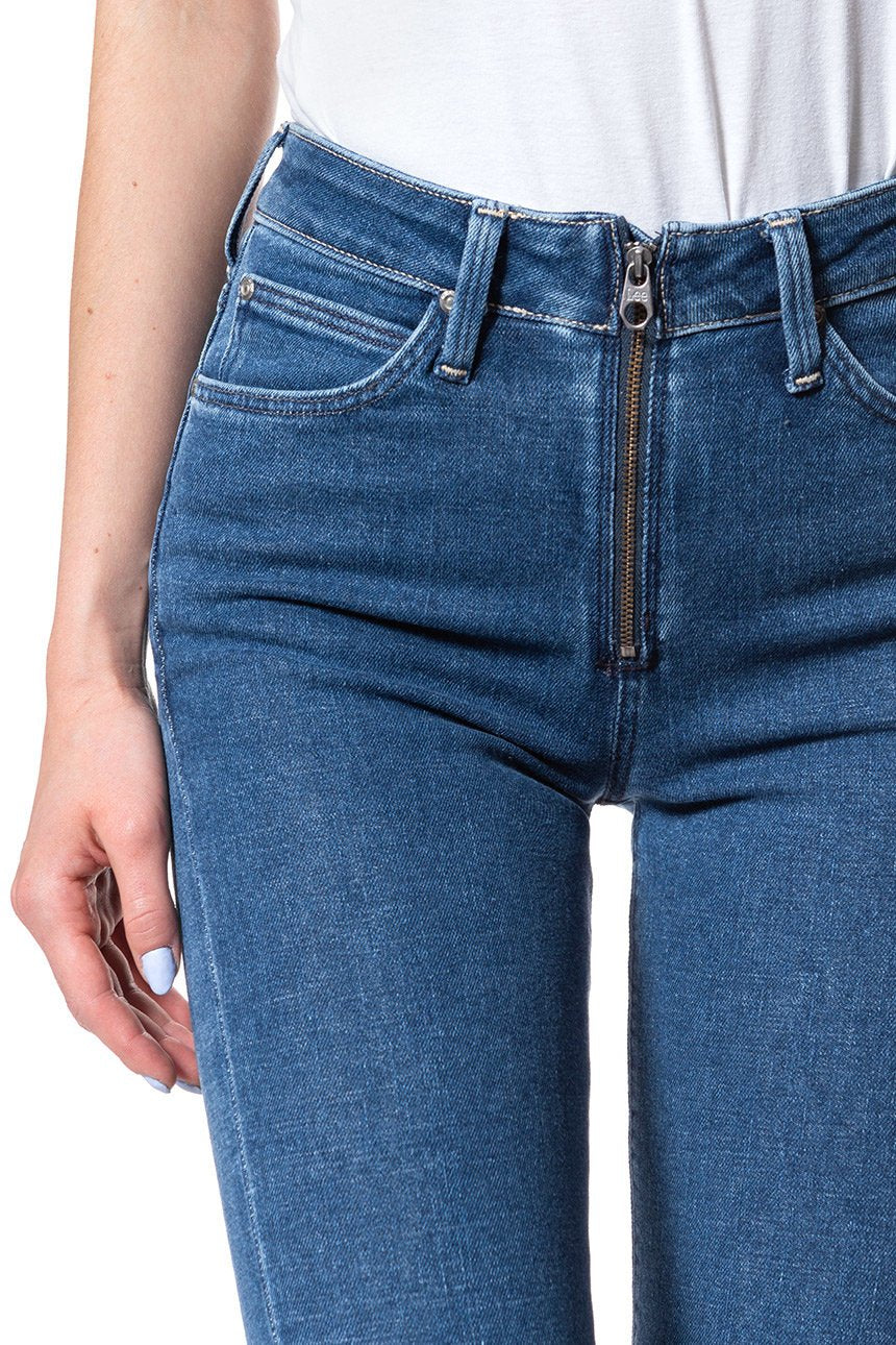 SPODNIE DAMSKIE LEE SCARLETT HIGH ZIPPER BLUE BLACK L30BROEX