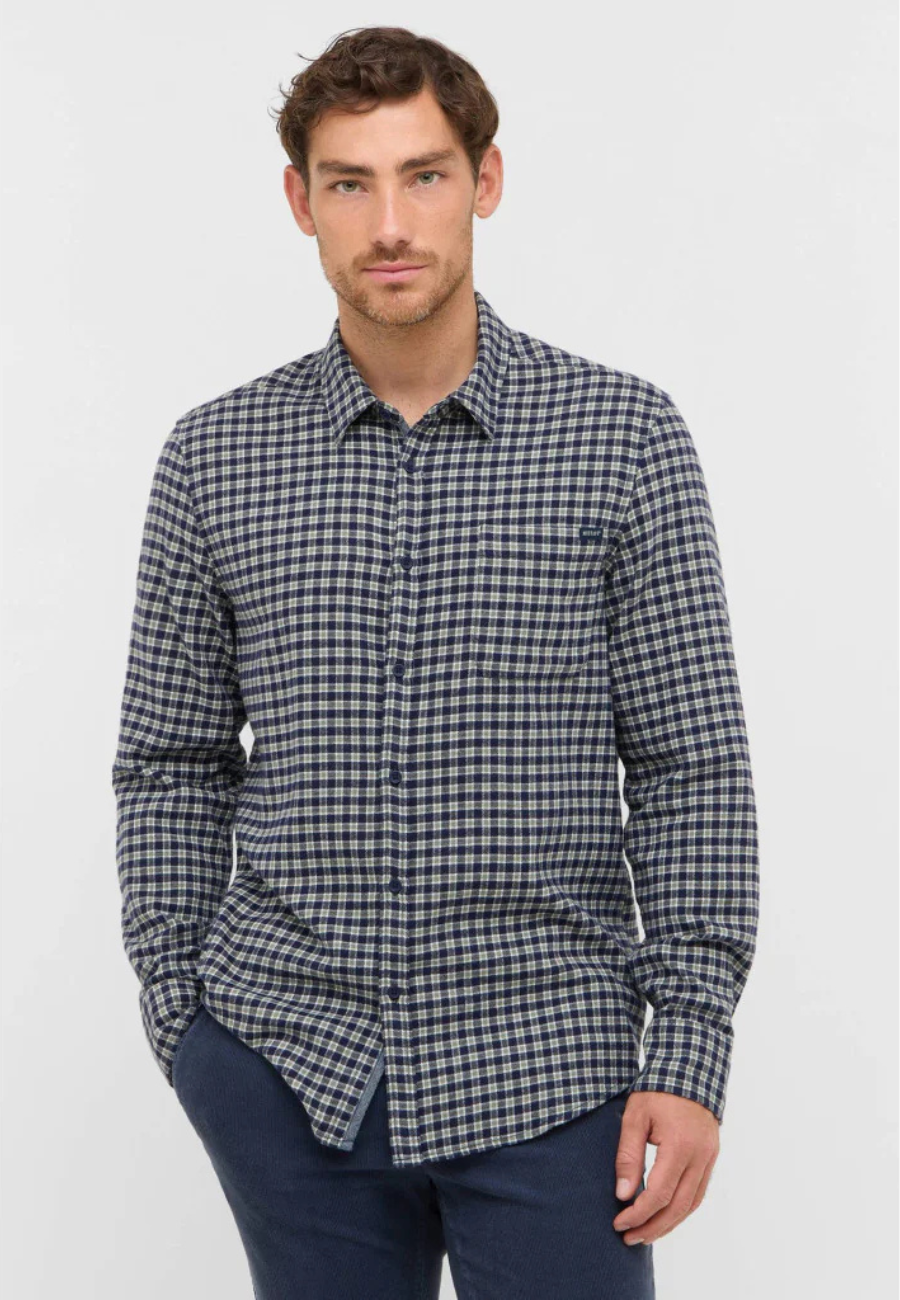 Męska Koszula Mustang Style Eastbridge Brushed Twill Mini Check Blue 1016960 12785