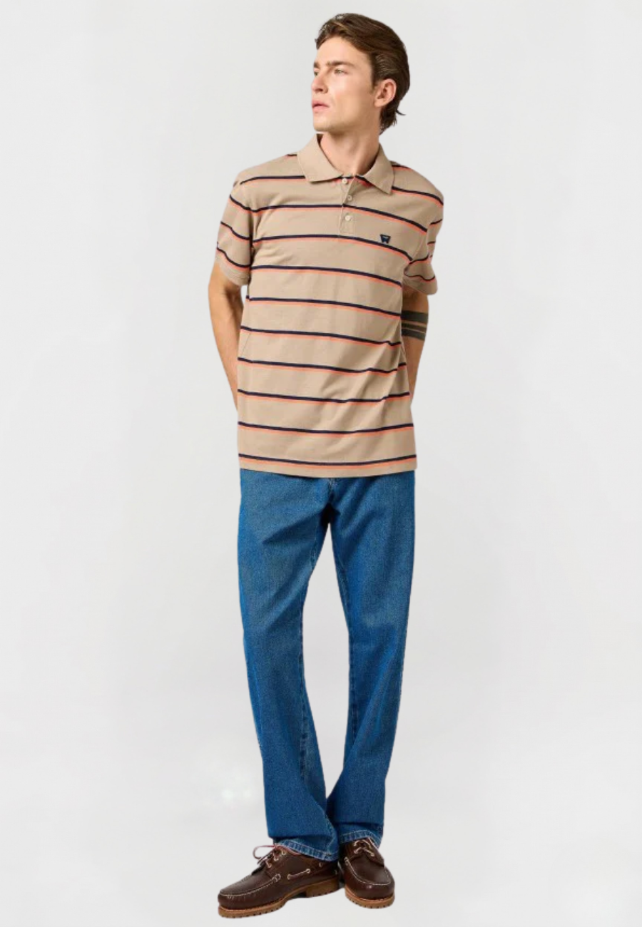 Meska Koszulka Wrangler Stripe Polo Shirt Khaki 112362831