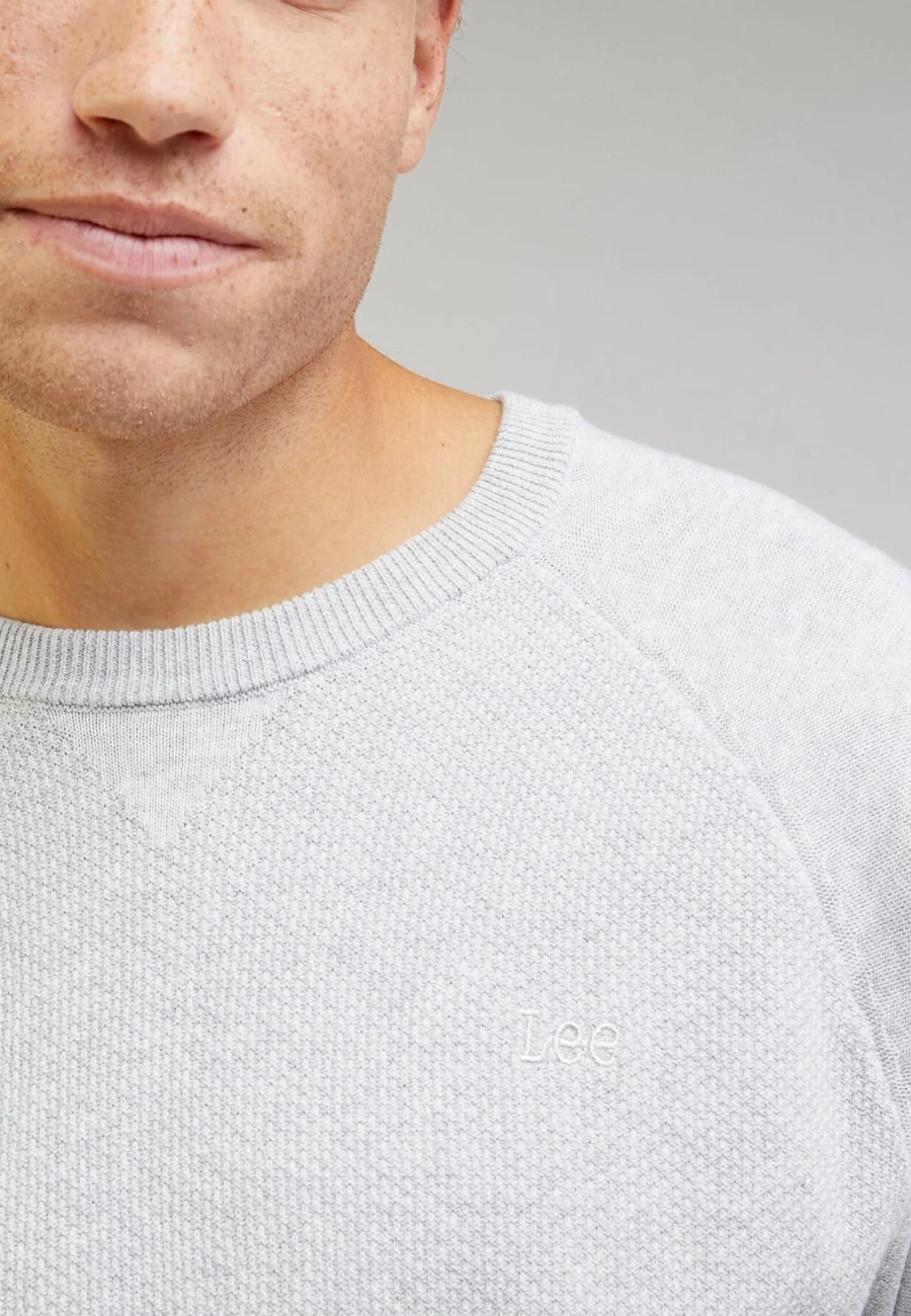 Męski Sweter Lee Raglan Crew Knit Grey Mele 112330668