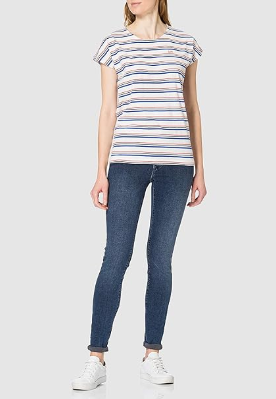 Lee Damska Koszulka Z Krótkim Rękawem Cap Sleeve Tee Summer Blue L41FJXNJ 112108936