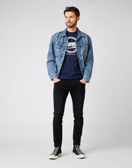 WRANGLER SS ROUND LOGO TEE MĘSKI T-SHIRT NAVY W7MPD3114