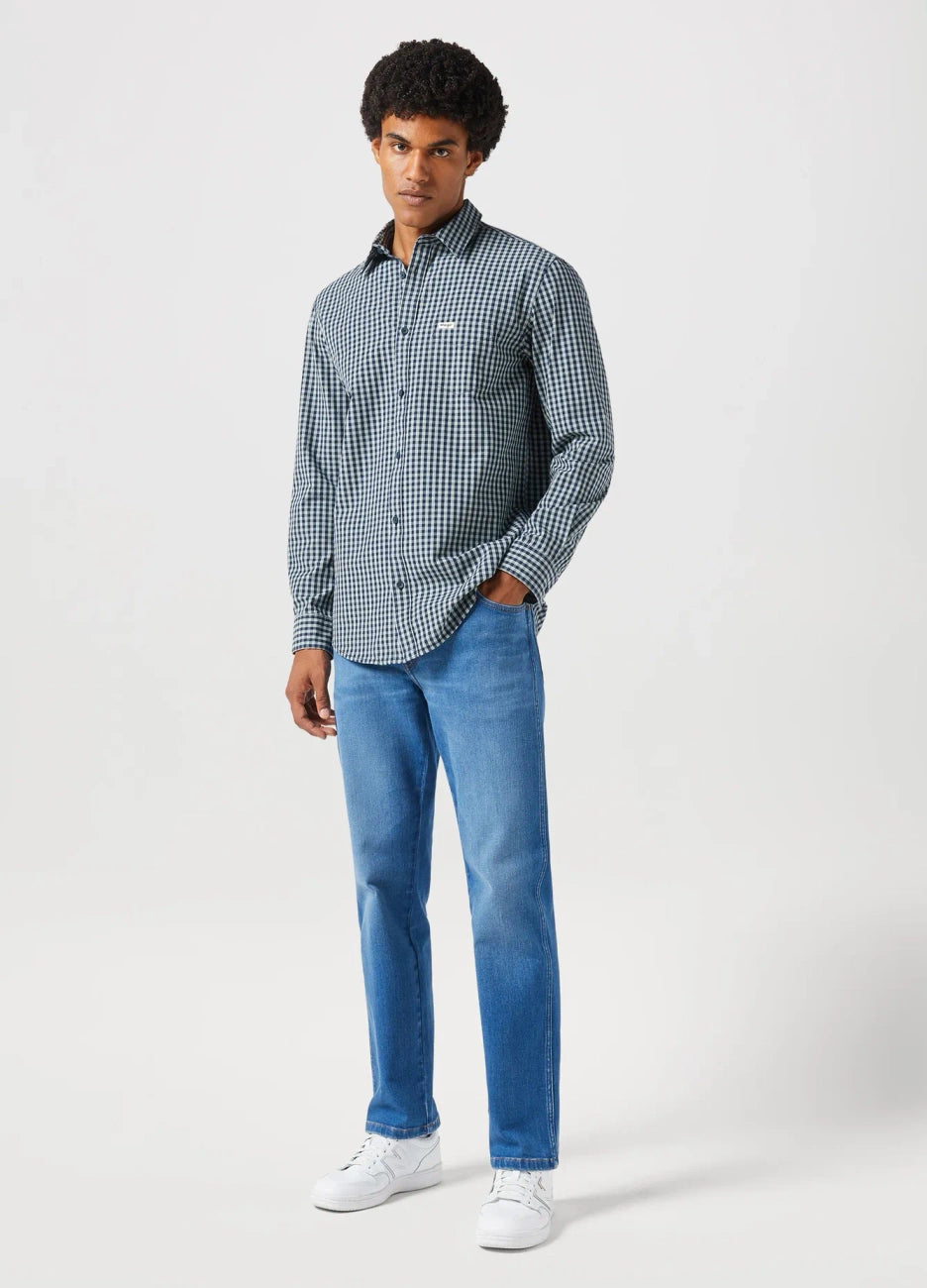 WRANGLER LS 1 PKT SHIRT MĘSKA KOSZULA W KRATĘ KRATA BLACK IRIS 112350495 W5A9016826