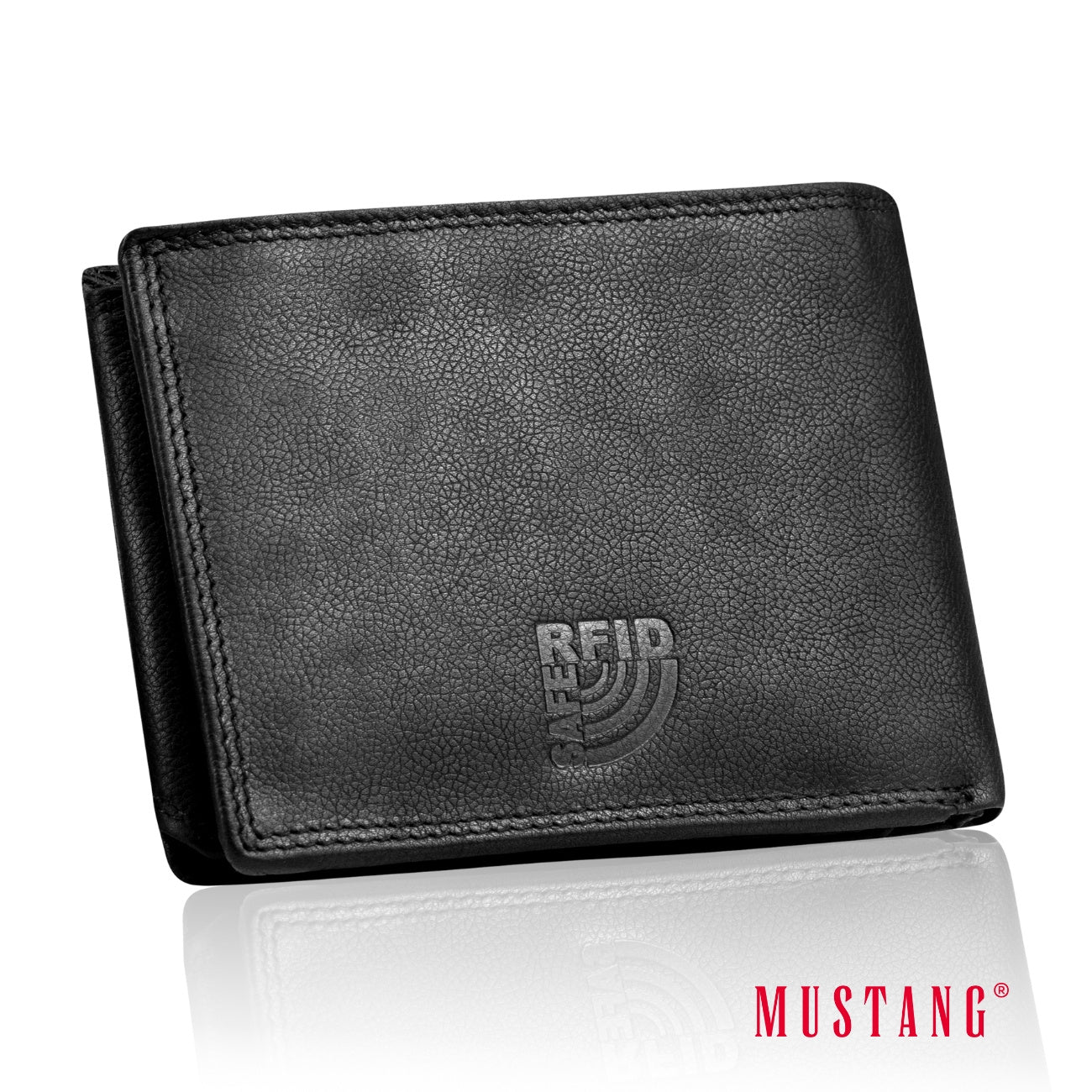 Męski Skórzany Portfel Czarny Premium Mustang Denimo High Wallet