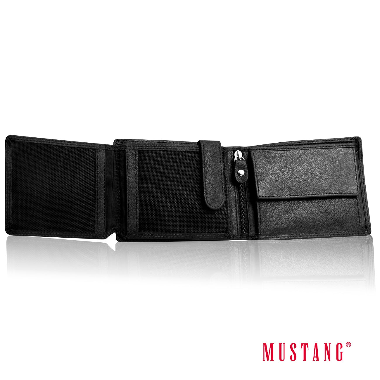 Męski Skórzany Portfel Czarny Premium Mustang Denimo High Wallet