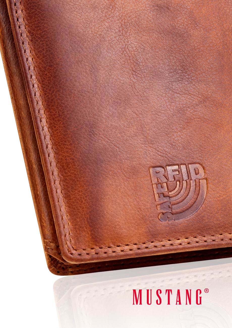 Skórzany Portfel Uniwersalny Rfid Mustang Denimo High Wallet Side Opening