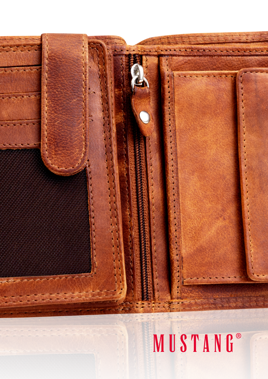 Skórzany Portfel Uniwersalny Rfid Mustang Denimo High Wallet Side Opening