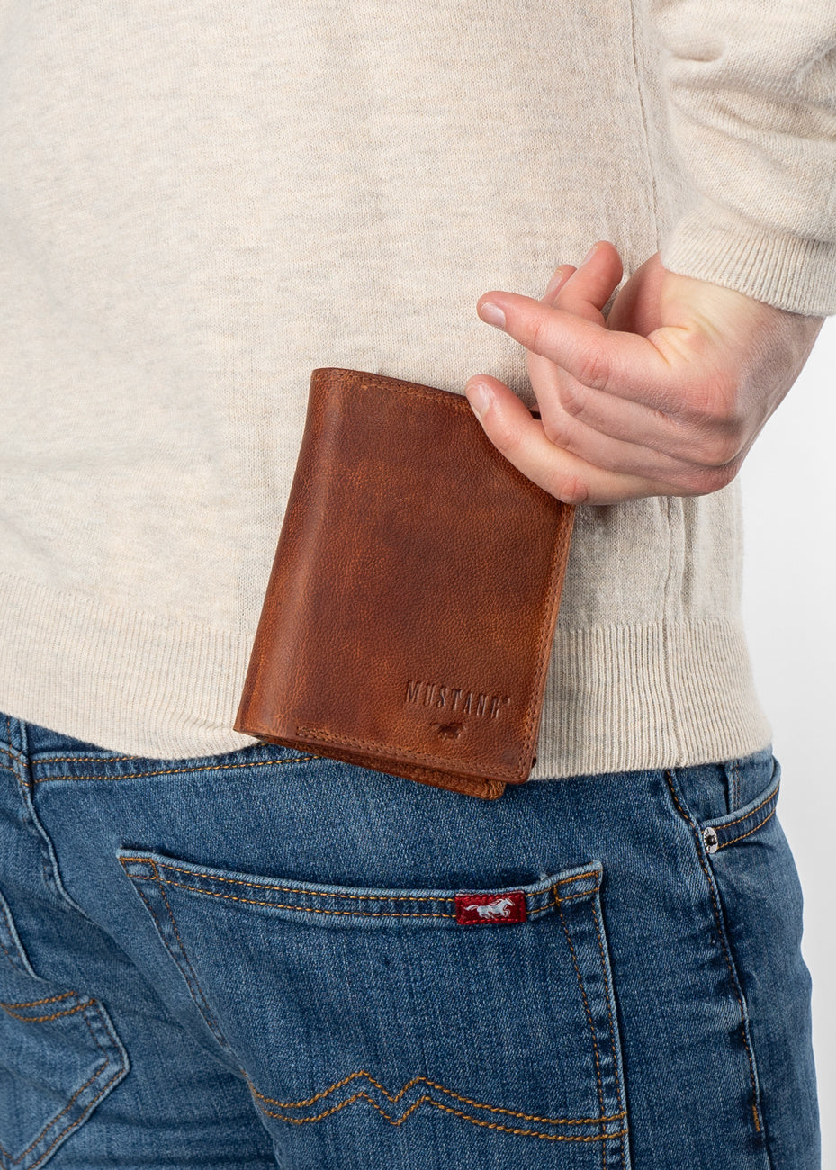 Skórzany Portfel Uniwersalny Rfid Mustang Denimo High Wallet Side Opening