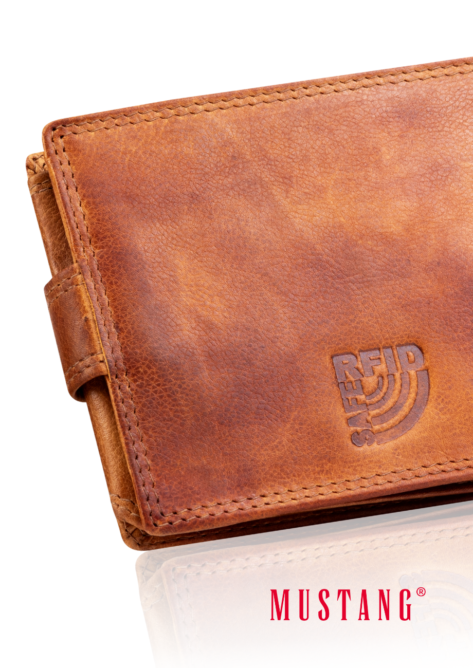 Skórzany Portfel Premium Rfid Mustang Denimo Wallet Side Opening With Button