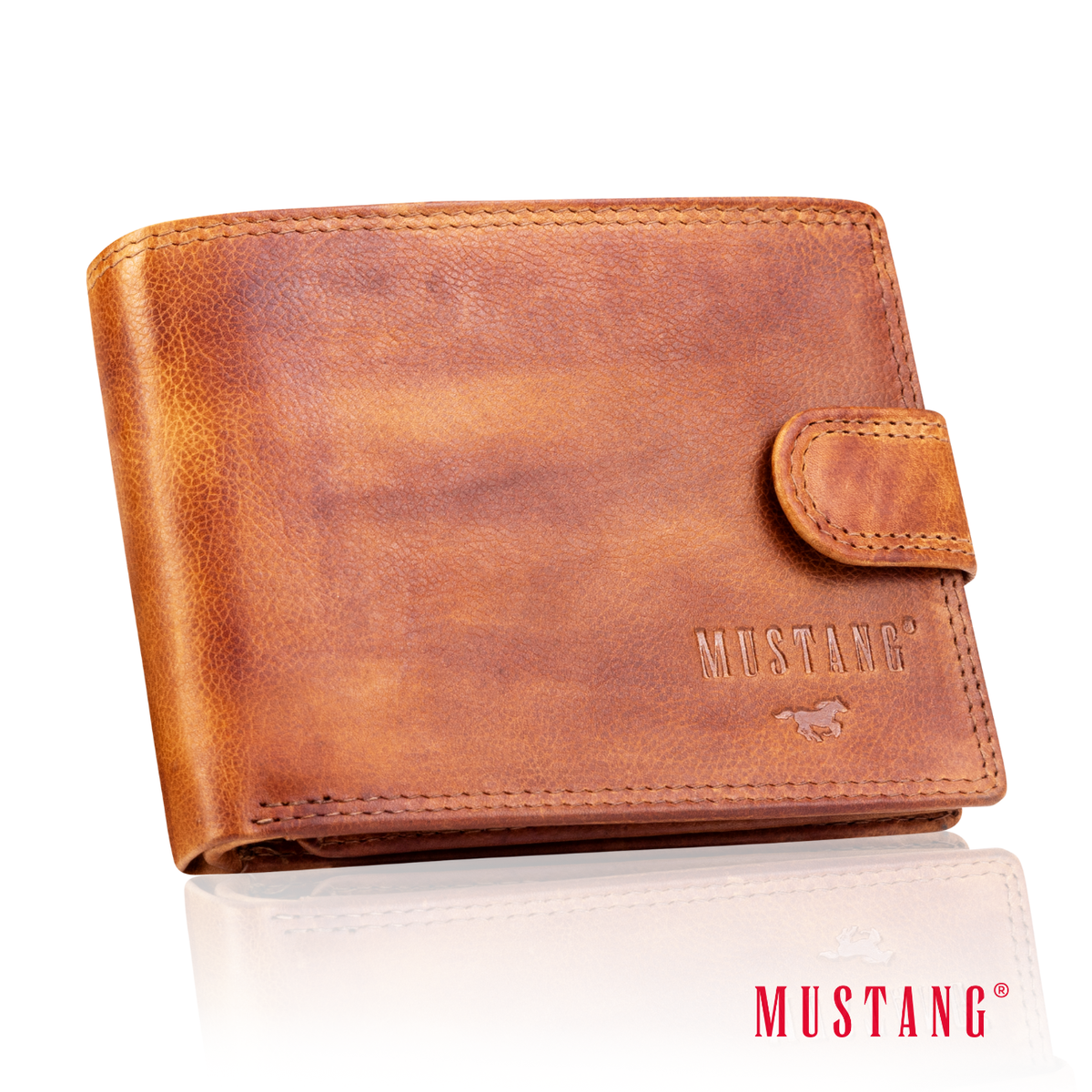 Skórzany Portfel Premium Rfid Mustang Denimo Wallet Side Opening With Button