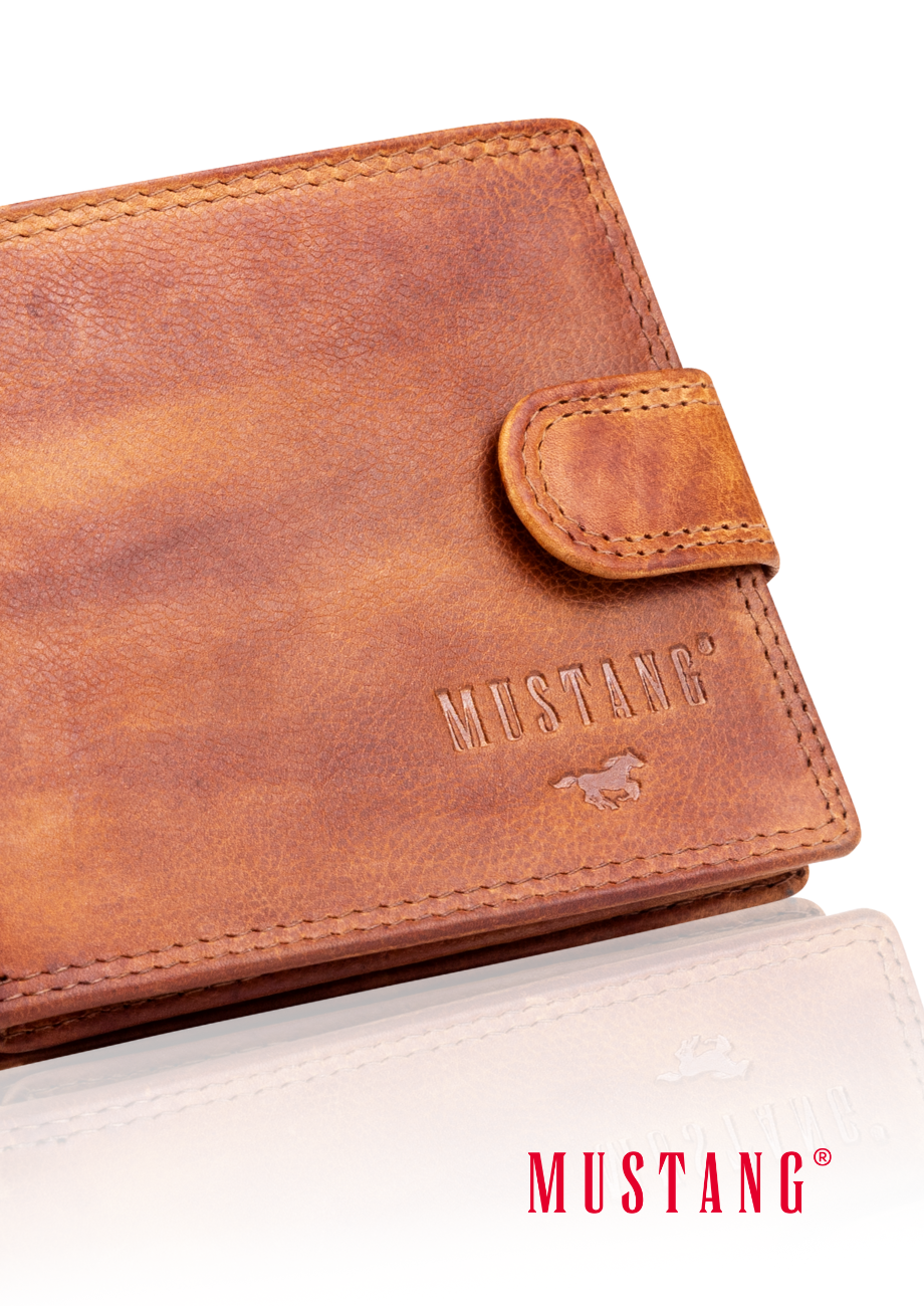 Skórzany Portfel Premium Rfid Mustang Denimo Wallet Side Opening With Button