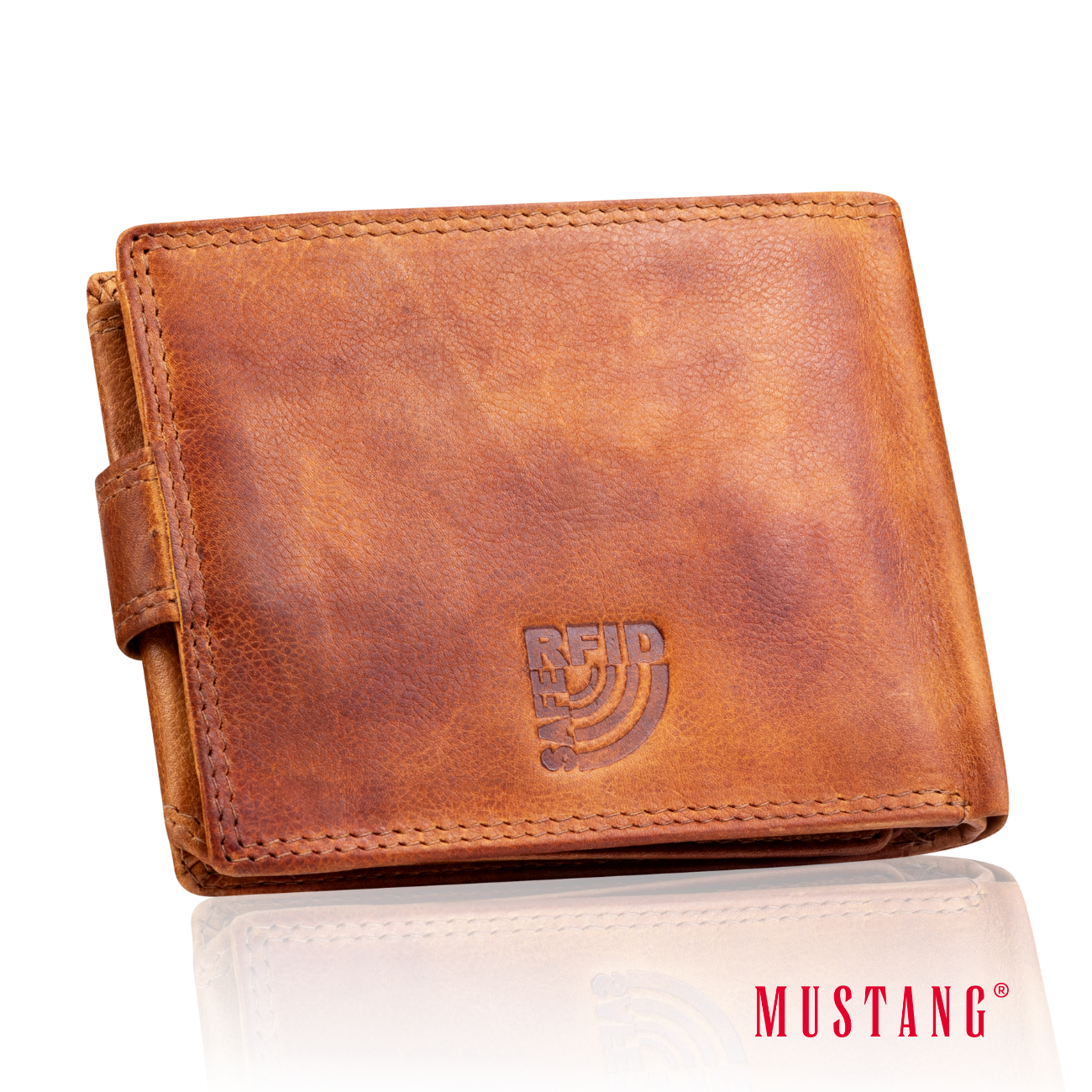 Skórzany Portfel Premium Rfid Mustang Denimo Wallet Side Opening With Button