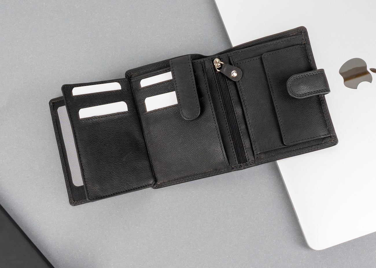 Męski Portfel Skórzany Czarny Mustang Denimo Wallet