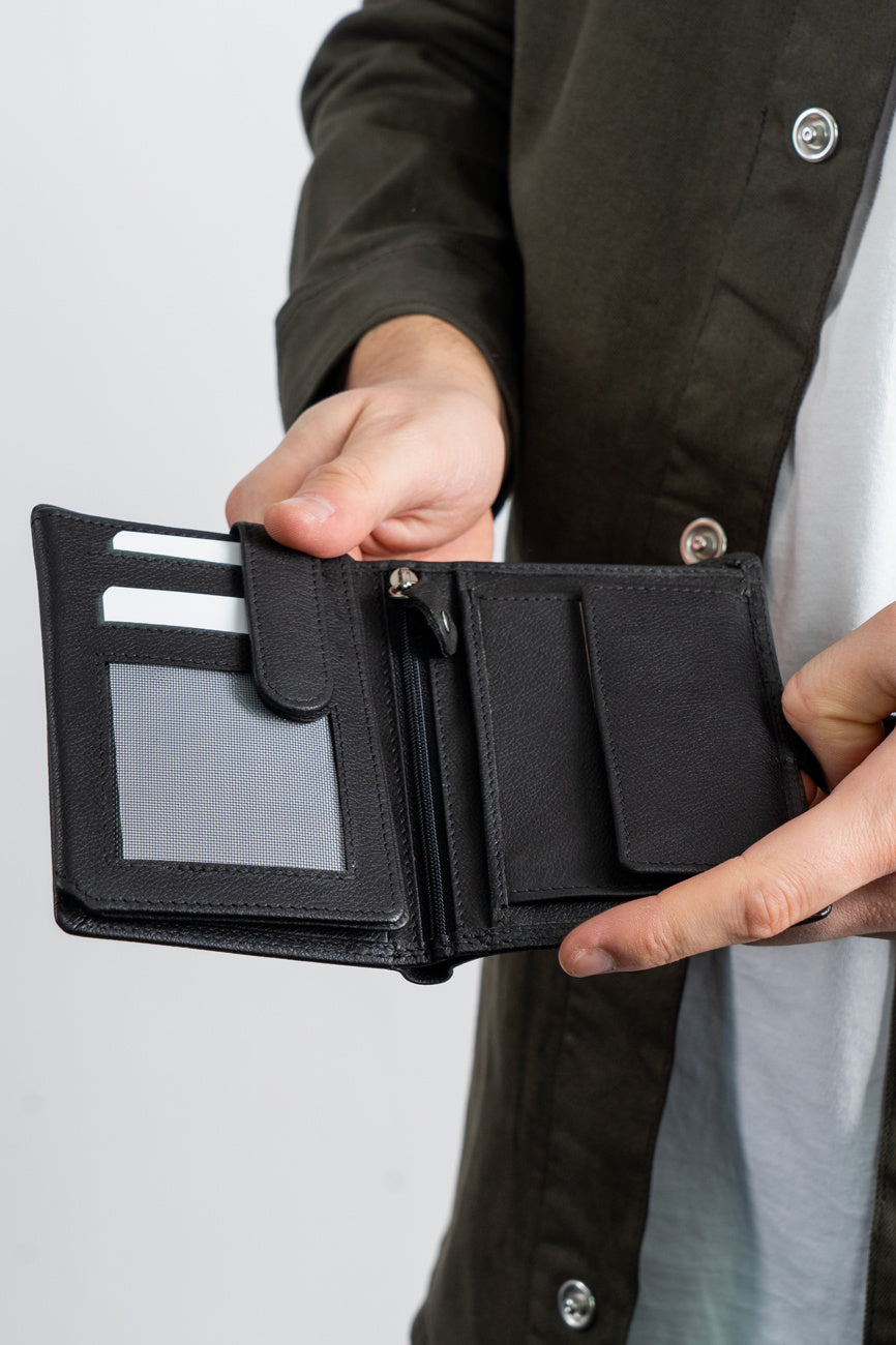 Męski Portfel Skórzany Czarny Mustang Denimo Wallet