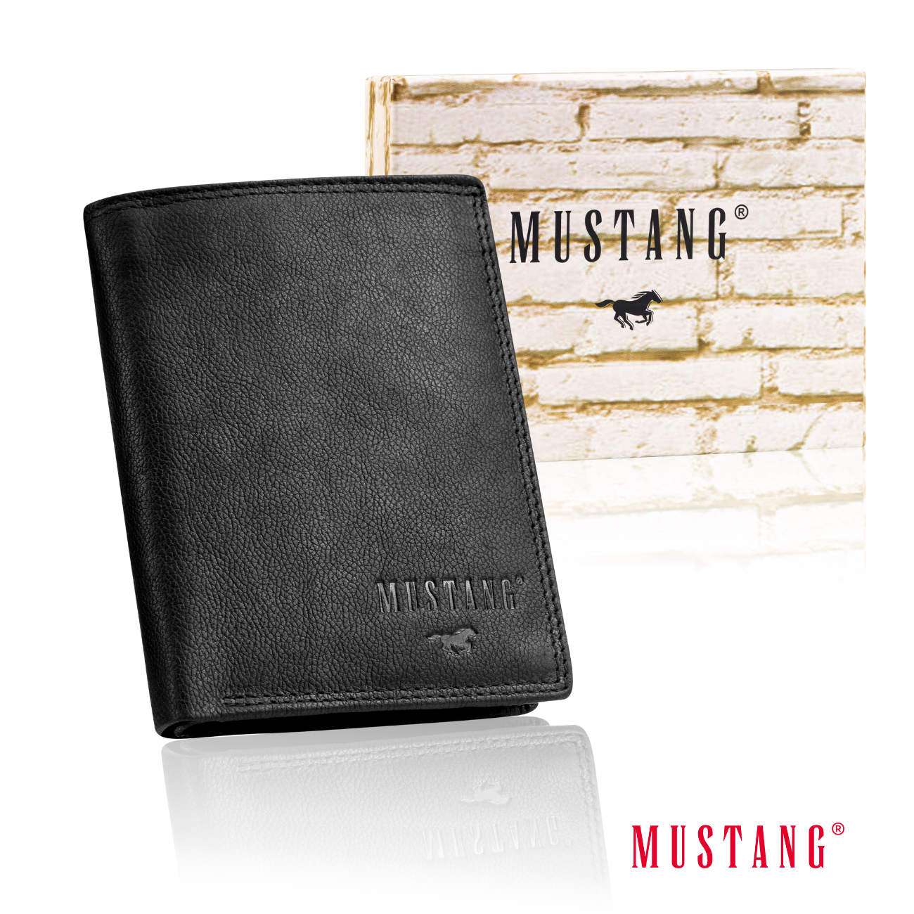 Skórzany Czarny Portfel Męski Rfid Mustang Denimo High Wallet