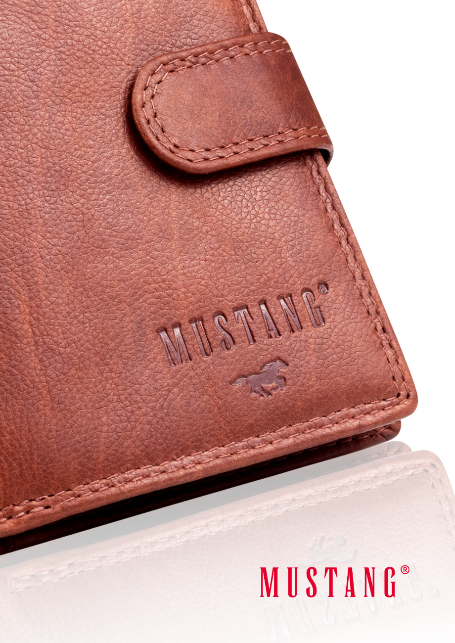 Skórzany Portfel Pojemny Premium Mustang Denimo High Wallet Side Opening With Button