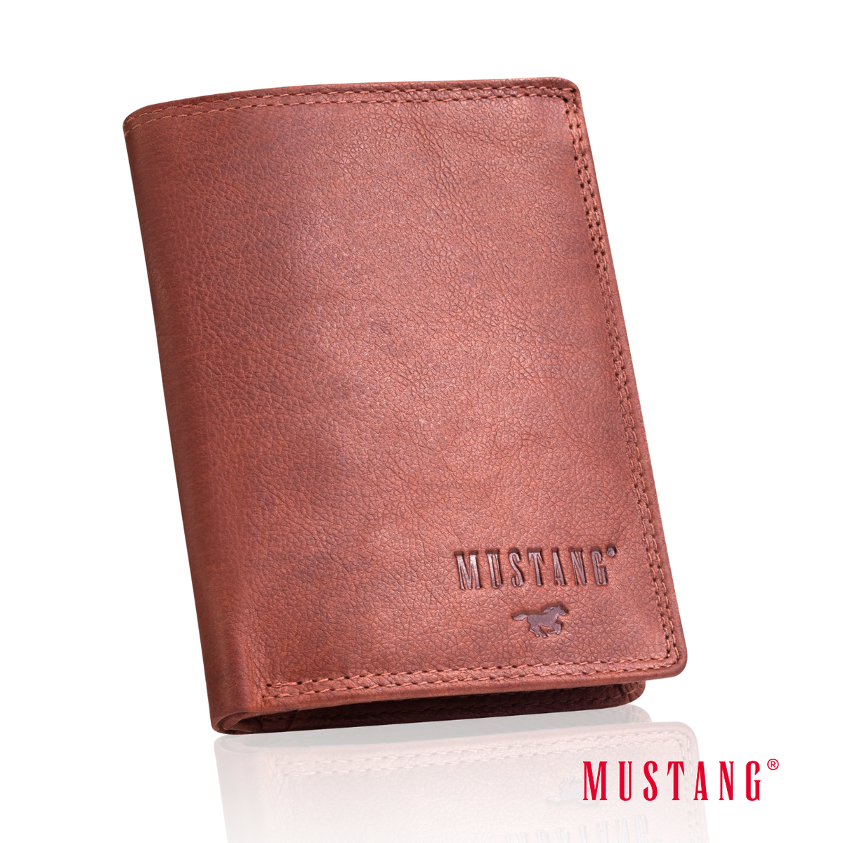 Skórzany Portfel Brązowy Uniwersalny Rfid Mustang Denimo High Wallet Side Opening