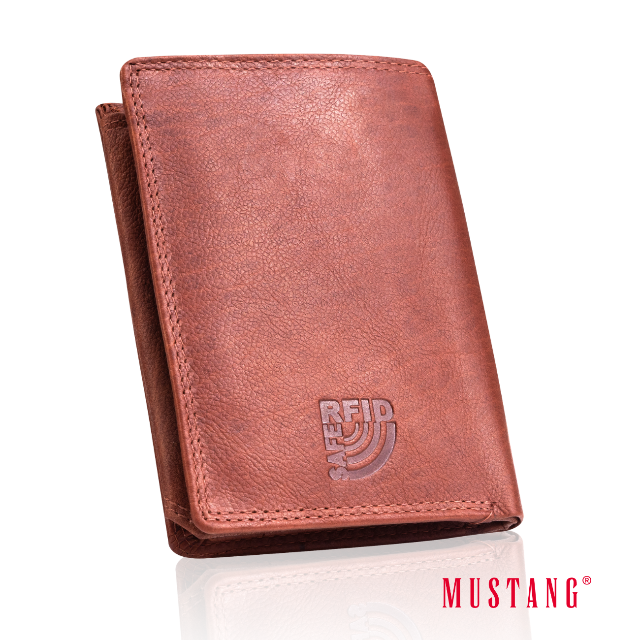 Skórzany Portfel Brązowy Uniwersalny Rfid Mustang Denimo High Wallet Side Opening