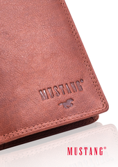 Skórzany Portfel Brązowy Uniwersalny Rfid Mustang Denimo High Wallet Side Opening