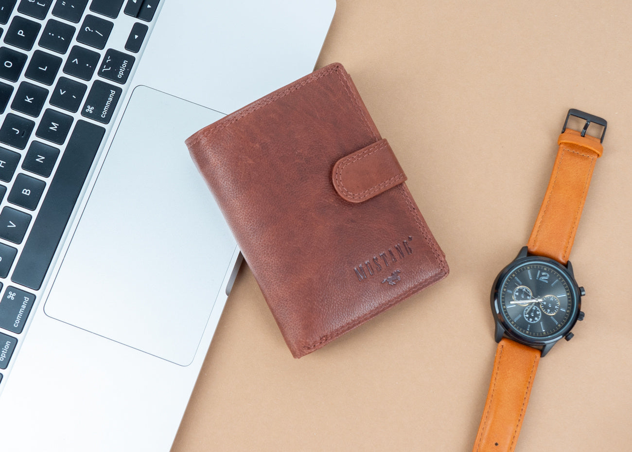 Skórzany Portfel Pojemny Premium Mustang Denimo High Wallet Side Opening With Button