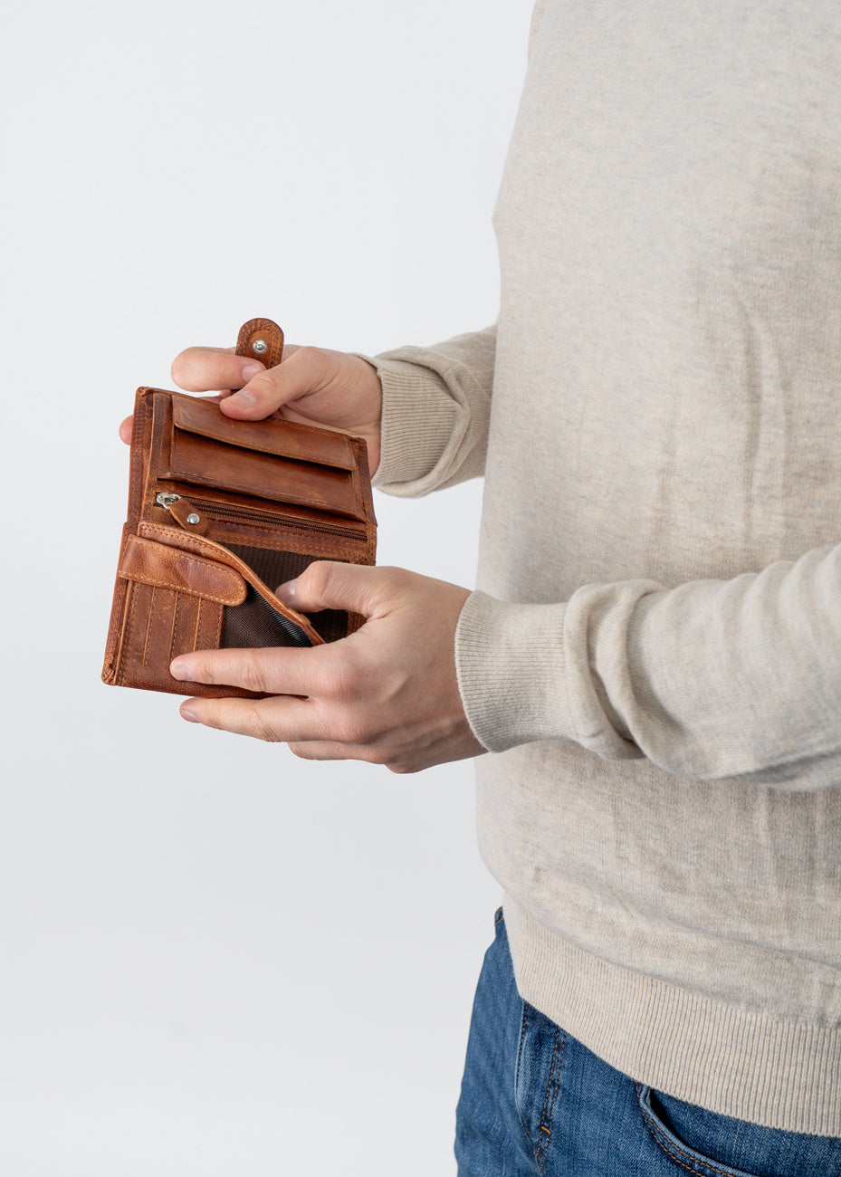 Męski Skórzany Portfel Mustang Denimo High Wallet Side Opening With Button