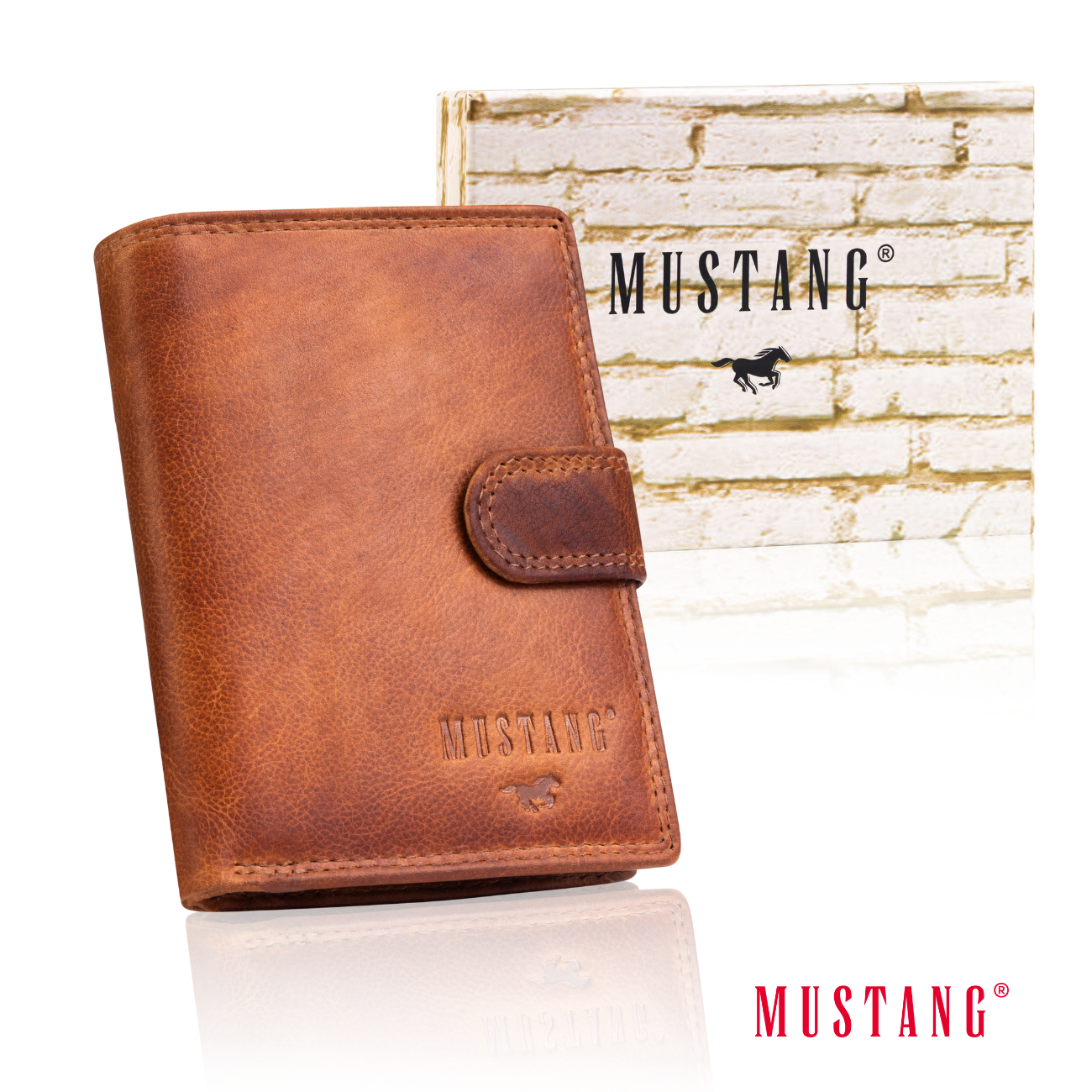 Męski Skórzany Portfel Mustang Denimo High Wallet Side Opening With Button