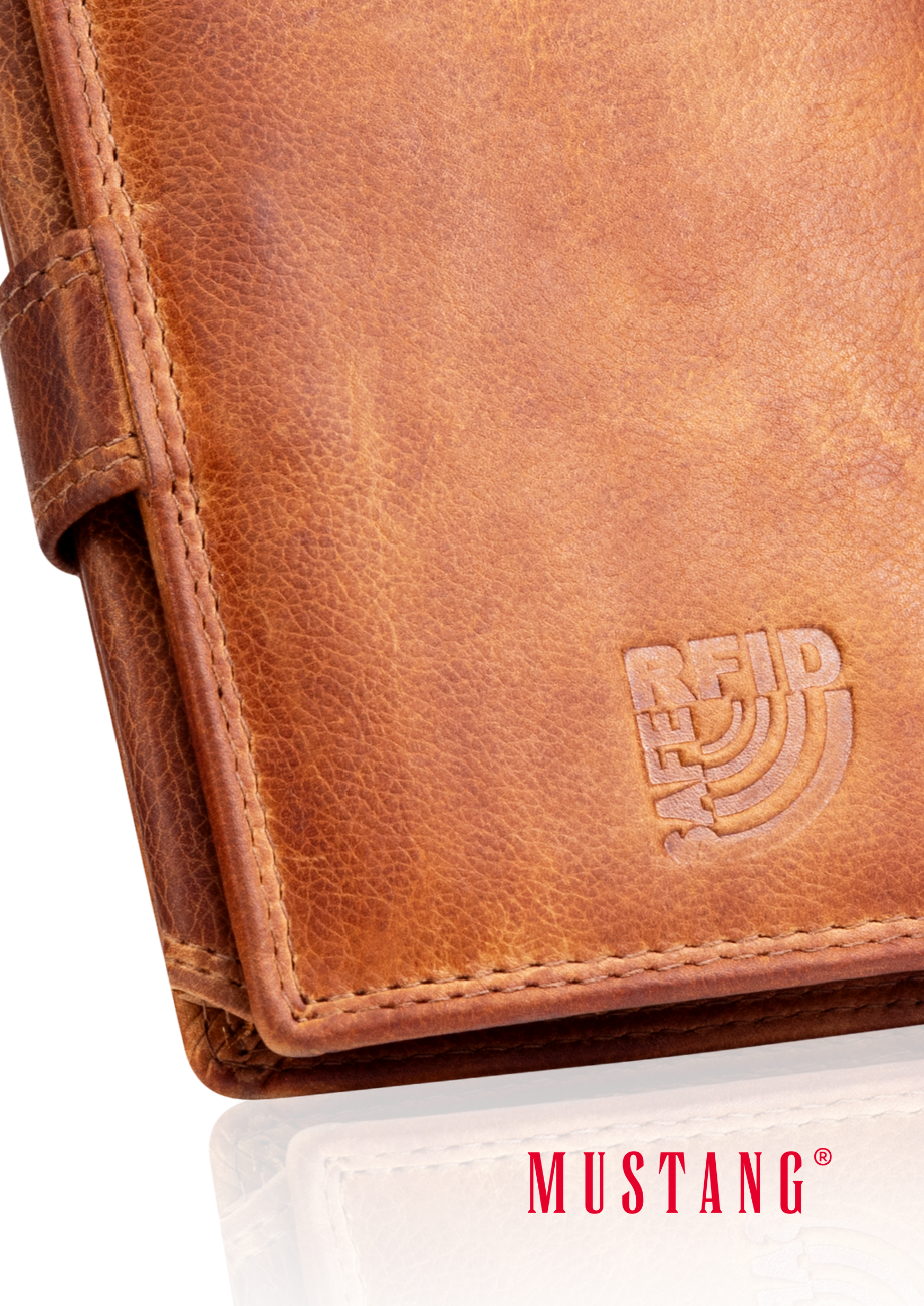 Męski Skórzany Portfel Mustang Denimo High Wallet Side Opening With Button