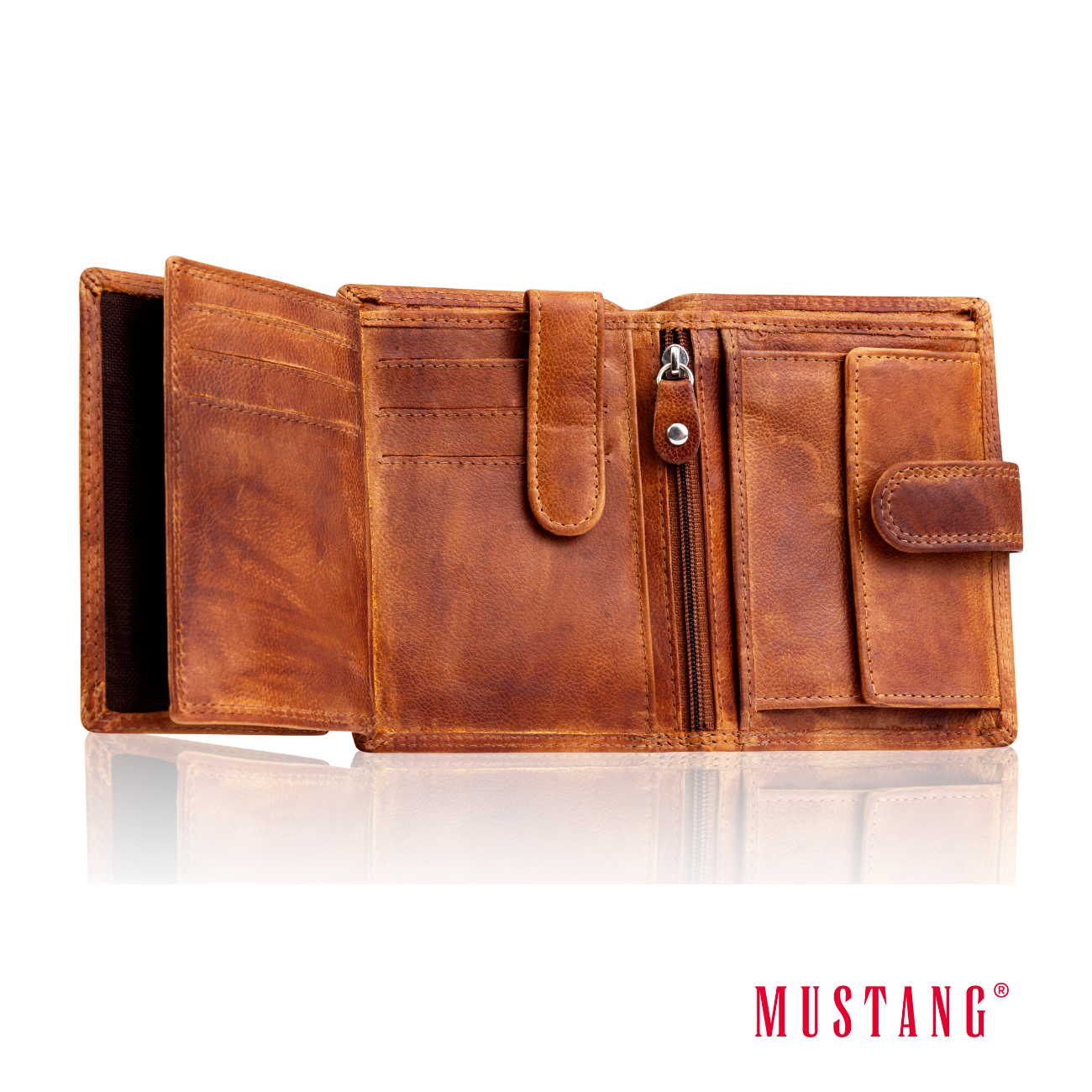 Męski Skórzany Portfel Mustang Denimo High Wallet Side Opening With Button