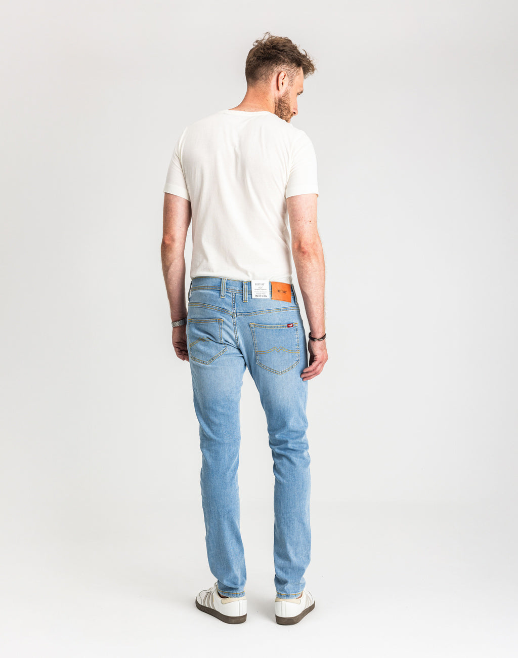 Męskie Spodnie Jeansowe Mustang Style Oregon Tapered Denim Blue 1017123 5000 401