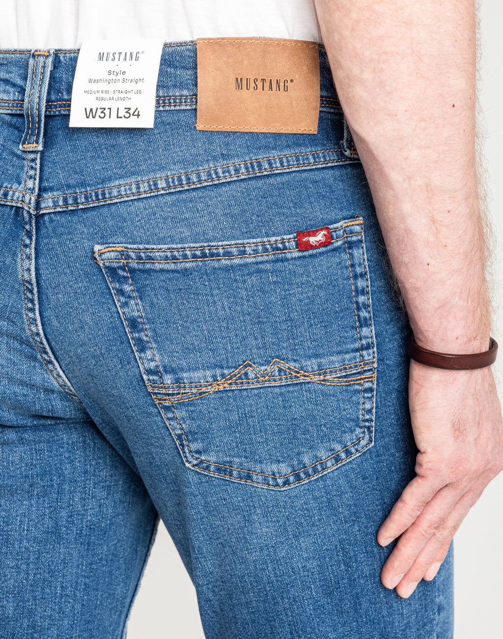 Męskie Spodnie Jeansowe Mustang Style Washington Straight Denim Blue 1016814 5000 582