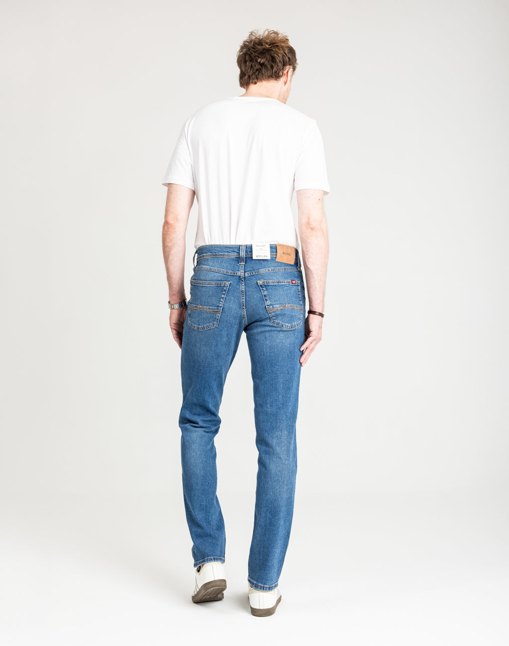 Męskie Spodnie Jeansowe Mustang Style Washington Straight Denim Blue 1016814 5000 582