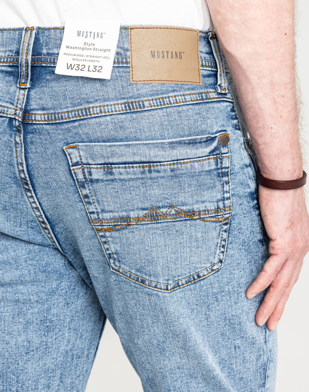 Męskie Spodnie Jeansowe Mustang Style Washington Straight Denim Blue 1016617 5000 202