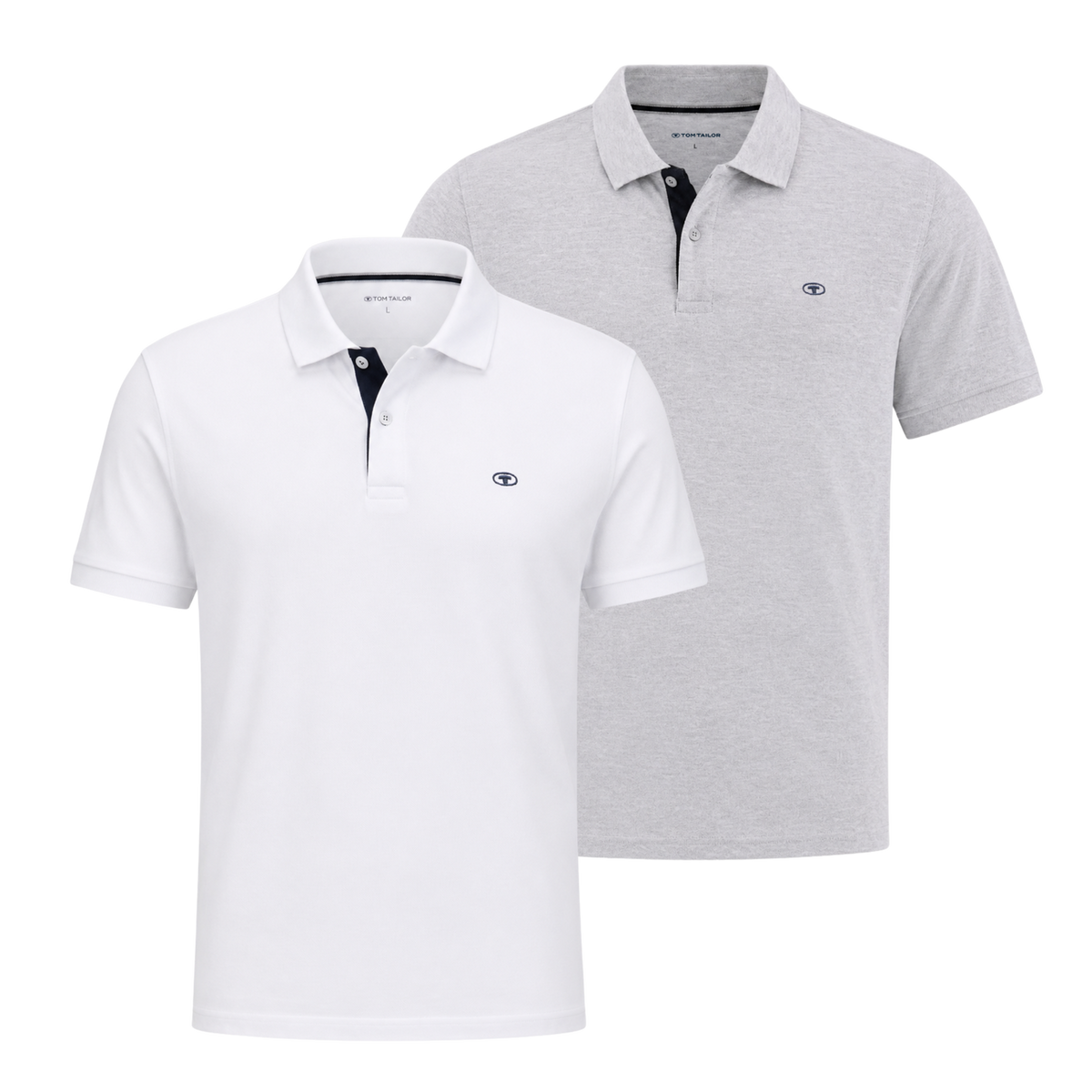 Dwupak Męska Koszulka Polo Tom Tailor Doublepack Polo Light Stone Grey Melange 1044879 15398
