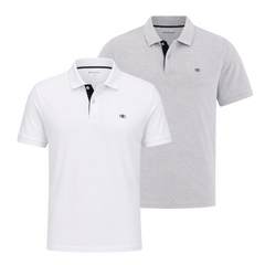 Dwupak Męska Koszulka Polo Tom Tailor Doublepack Polo Light Stone Grey Melange 1044879 15398