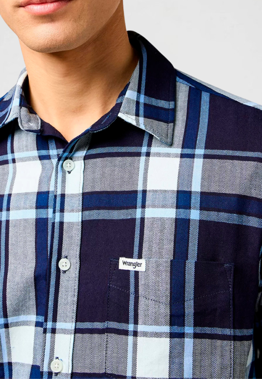 Koszula Męska Wrangler 1 Pkt Shirt Large Indigo Plaid 112362898
