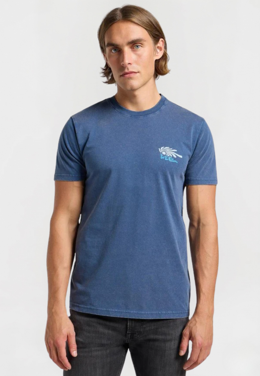 Męska Koszulka Lee Medium Logo Tee Orion Blue 112364593