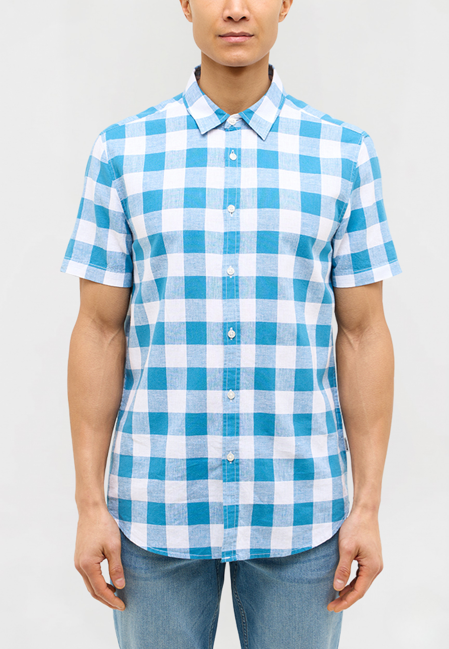 Męska koszula Mustang Style Berkeley Blue Big Vichy Check 1016471 12737
