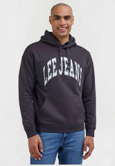 Męska Bluza Z Kapturem Lee Varsity Hoodie Logo Washed Black  LL80RFON