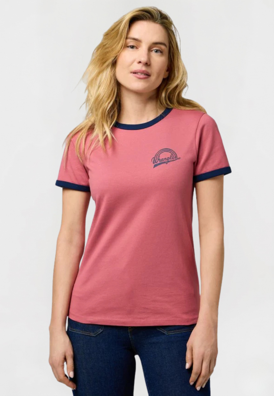 Damska Koszulka Wrangler Ringer Tee Mauvewood 112370817