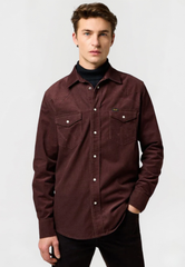 Meska Koszula Sztruksowa Wrangler Western Cord Shirt Mahogany 112371428