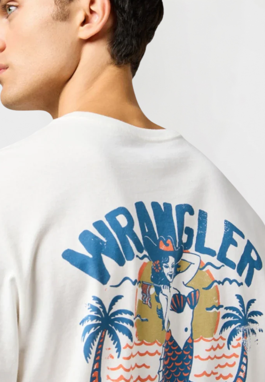 Męska Koszulka Wrangler Graphic Tee Worn White 112362835