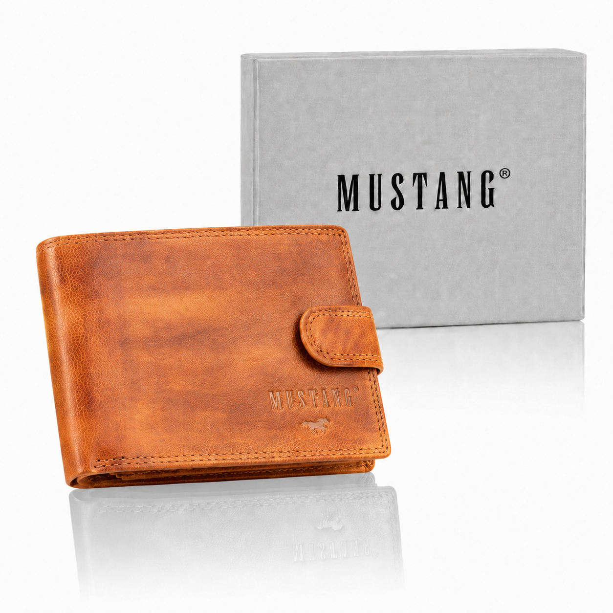 Skórzany Portfel Premium Rfid Mustang Denimo Wallet Side Opening With Button