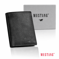 Skórzany Czarny Portfel Męski Rfid Mustang Denimo High Wallet