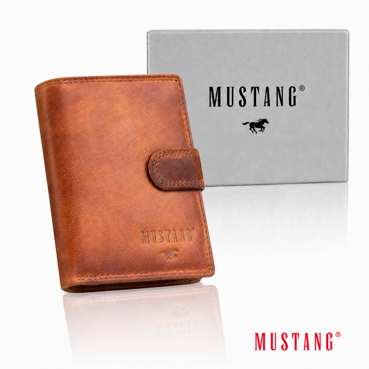 Męski Skórzany Portfel Mustang Denimo High Wallet Side Opening With Button