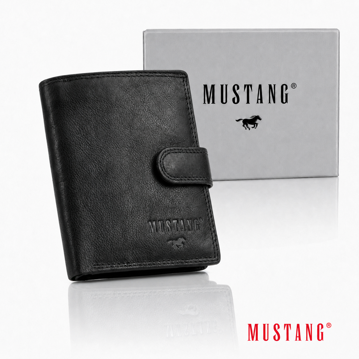 Męski Portfel Skórzany Czarny Mustang Denimo Wallet