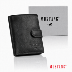 Męski Portfel Skórzany Czarny Mustang Denimo Wallet