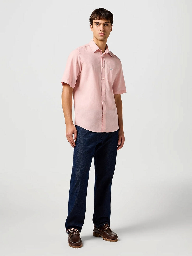 Meska Koszula Wrangler SS 1 Pkt Shirt Silver Pink 112362676